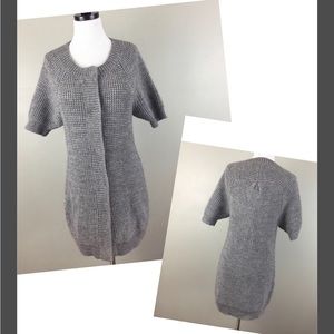 Ann Taylor Alpaca Wool Knit Oversized Boxy Short Sleeve Cardigan size M